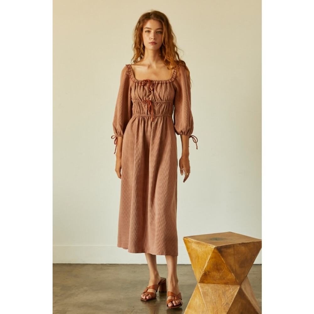 Crescent Rust Size Small Jaylene Check Jacquard Midi Dress